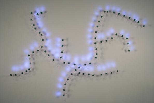 D5, 2007, Leds, custom electronics, c programs, high-flex wire, 72 x 120 x 11 inches