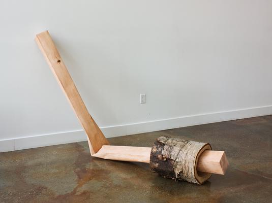 Log And Beam, 2009, Folded pigment print on cotton paper, birch wood, 50 x 70 x 60 inches